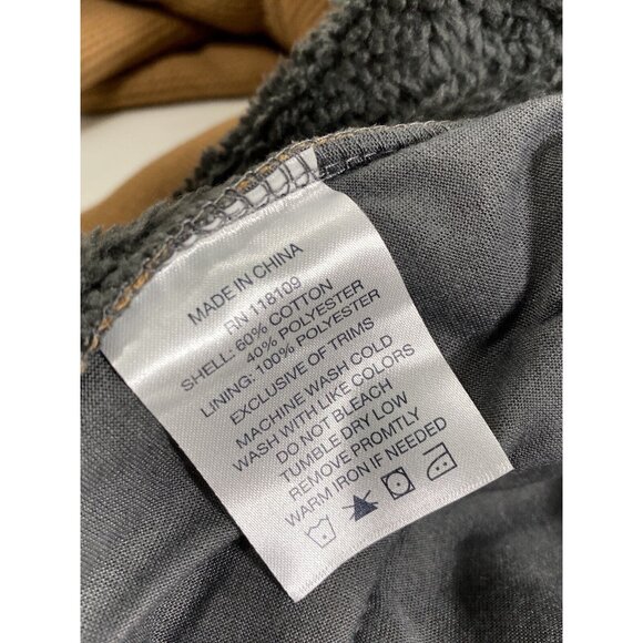 Smiths Workwear Mens Sherpa Bonded Thermal Knit Zip Hoodie Jacket Large Brown - Picture 9 of 9